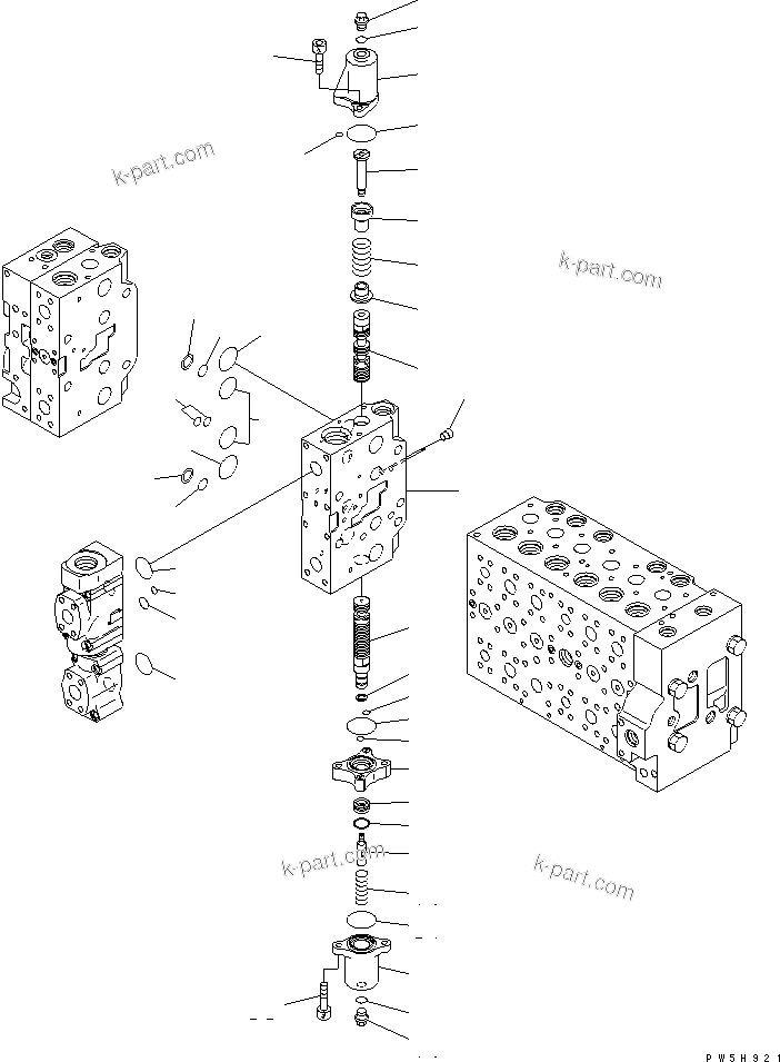 Komatsu parts book diagram for PC400LC-7-M1 S/N 50001-UP: MAIN VALVE (2-ACTUATOR) (17/23)