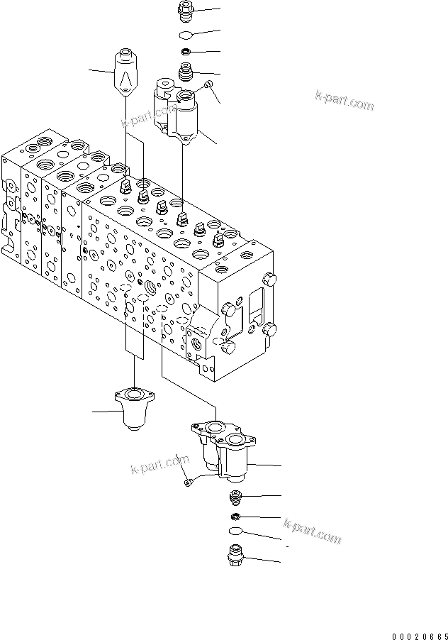 Komatsu parts book diagram for PC400LC-7-M1 S/N 50001-UP: MAIN VALVE (3-ACTUATOR) (2/25)