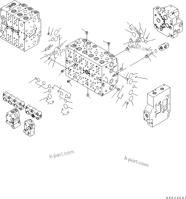 Komatsu parts book diagram for PC400LC-7-M1 S/N 50001-UP: MAIN VALVE (3-ACTUATOR) (4/25)