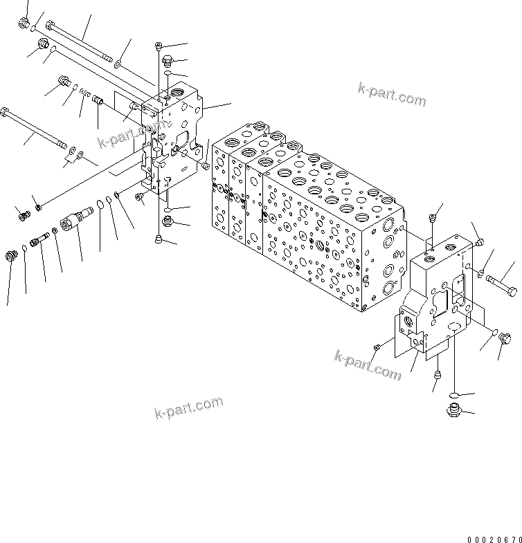 Komatsu parts book diagram for PC400LC-7-M1 S/N 50001-UP: MAIN VALVE (3-ACTUATOR) (7/25)
