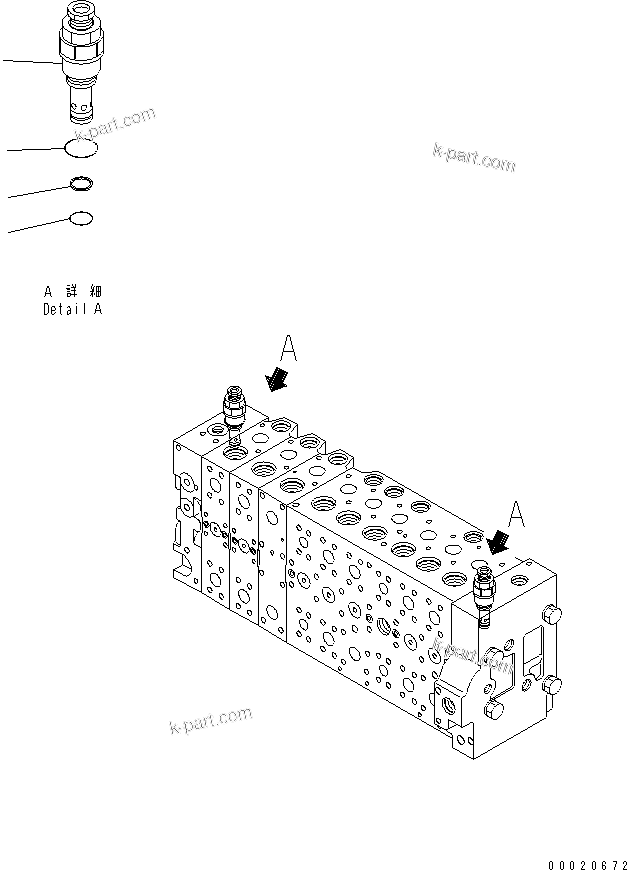 Komatsu parts book diagram for PC400LC-7-M1 S/N 50001-UP: MAIN VALVE (3-ACTUATOR) (9/25)
