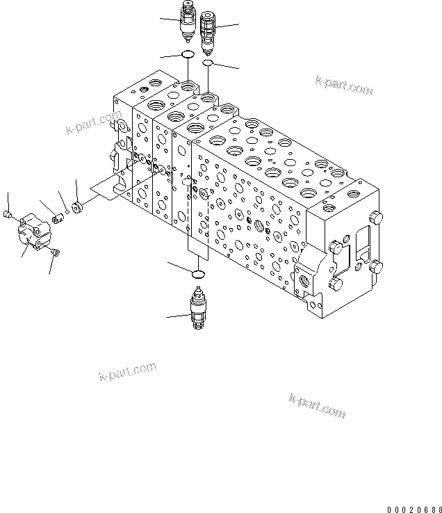 Komatsu parts book diagram for PC400LC-7-M1 S/N 50001-UP: MAIN VALVE (3-ACTUATOR) (25/25)