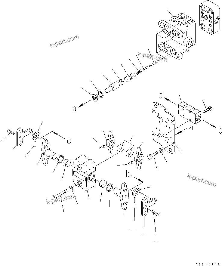 Komatsu parts book diagram for PC400LC-7-M1 S/N 50001-UP: PPC VALVE (FOR TRAVEL) (1/2)