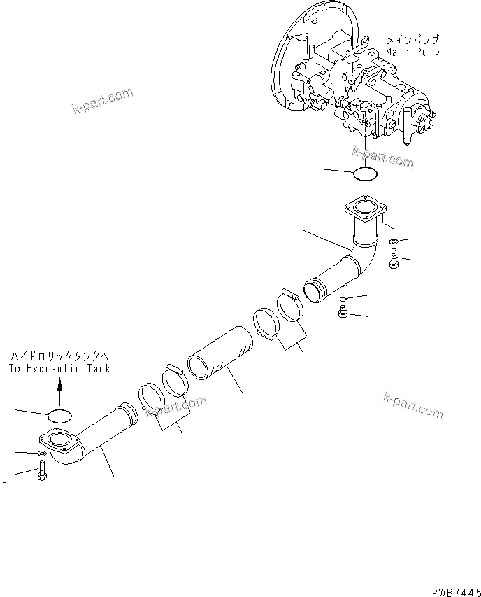 Komatsu parts book diagram for PC400LC-6Z S/N 30001-UP (Pipe Looper Spec.): SUCTION LINE(#32001-)