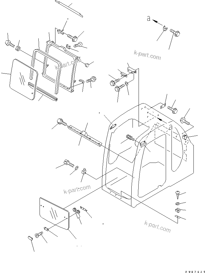Komatsu parts book diagram for PC400LC-6Z S/N 30001-UP (Pipe Looper Spec.): OPERATOR'S CAB (FRONT WINDOW)(#32001-)