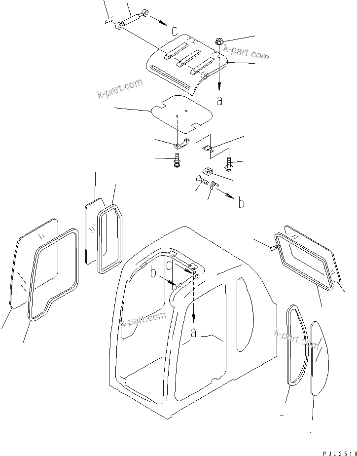Komatsu parts book diagram for PC400LC-6Z S/N 30001-UP (Pipe Looper Spec.): OPERATOR'S CAB (WINDOW AND ROOF VENTILATOR)(#32001-)