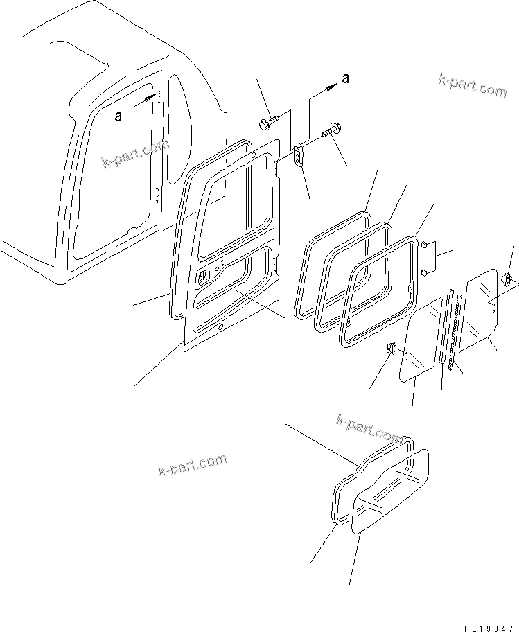 Komatsu parts book diagram for PC400LC-6Z S/N 30001-UP (Pipe Looper Spec.): OPERATOR'S CAB (DOOR)(#30249-)
