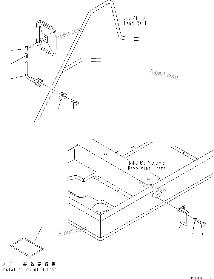 Komatsu parts book diagram for PC400LC-6Z S/N 30001-UP (Pipe Looper Spec.): REAR VIEW MIRROR ? R.H.(#30001-32320)