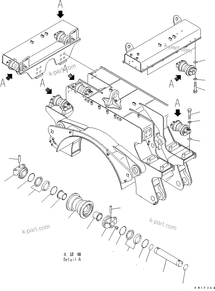Komatsu parts book diagram for PC400LC-6Z S/N 30001-UP (Pipe Looper Spec.): PIPE LOOPER (TRACK ROLLER)(#32670-)