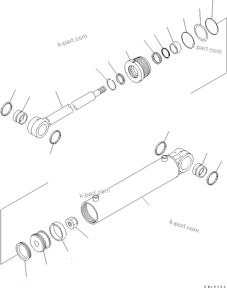 Komatsu parts book diagram for PC400LC-6Z S/N 30001-UP (Pipe Looper Spec.): PIPE LOOPER CYLINDER (REAR)(#32933-)