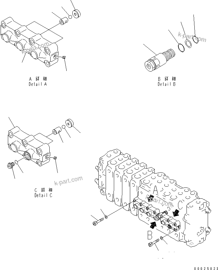 Komatsu parts book diagram for PC400LC-6Z S/N 30001-UP (Pipe Looper Spec.): MAIN VALVE (4-ACTUATOR) (7/17) (FOR PIPE LOOPER)(#32933-)