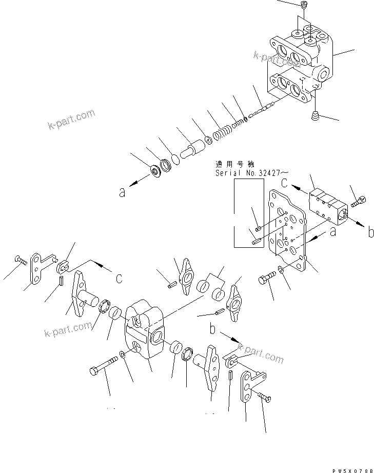 Komatsu parts book diagram for PC400LC-6Z S/N 30001-UP (Pipe Looper Spec.): PPC VALVE (FOR TRAVEL)(#32001-)
