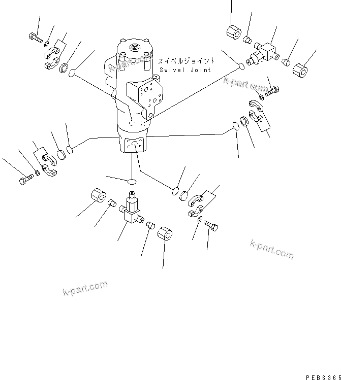 Komatsu parts book diagram for PC400LC-5 S/N 20001-UP (Overseas Version): TRAVEL PIPING LESS ? BLIND PARTS