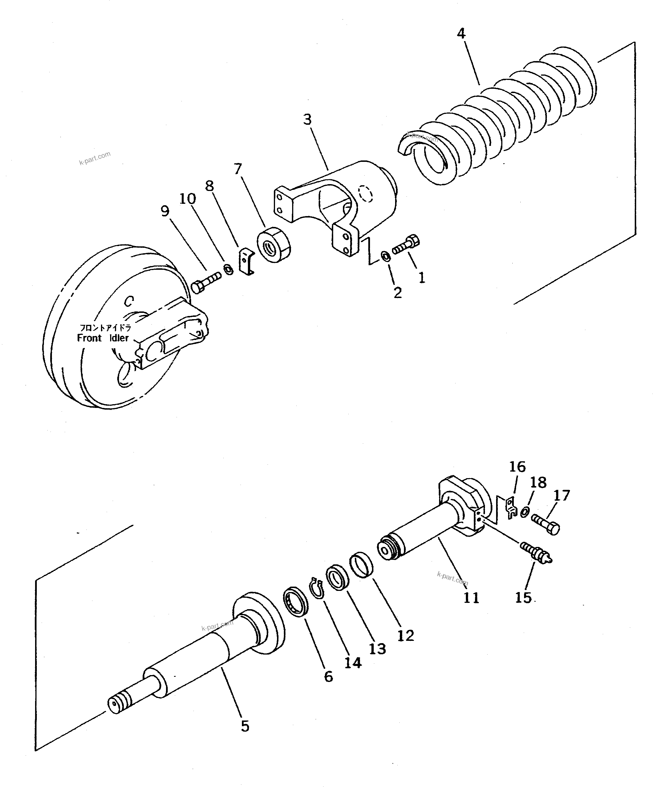 Komatsu parts book diagram for PC400LC-5 S/N 20001-UP (Overseas Version): IDLER CUSHION(#20001-21660)