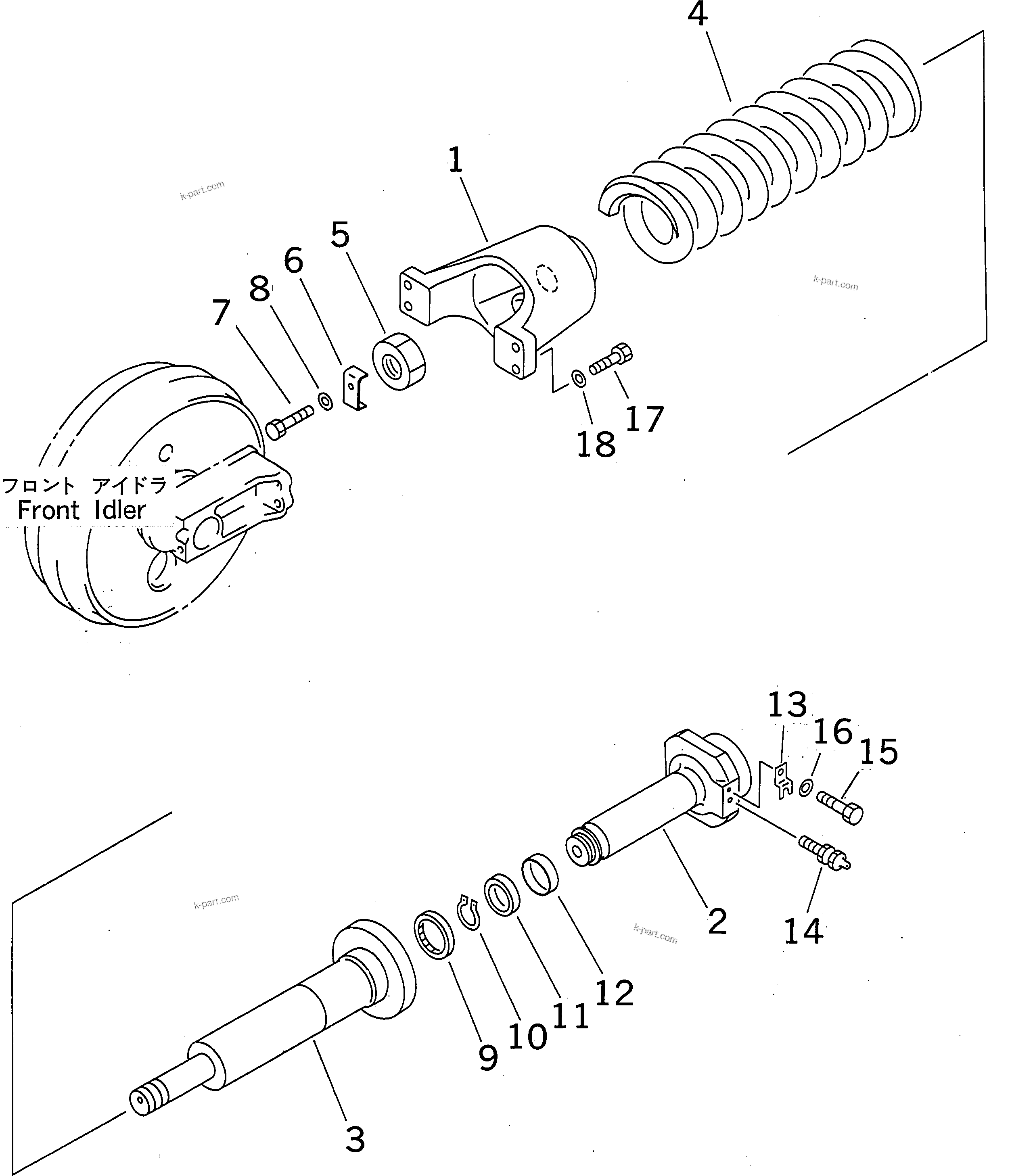 Komatsu parts book diagram for PC400LC-5 S/N 20001-UP (Overseas Version): IDLER CUSHION(#21661-)
