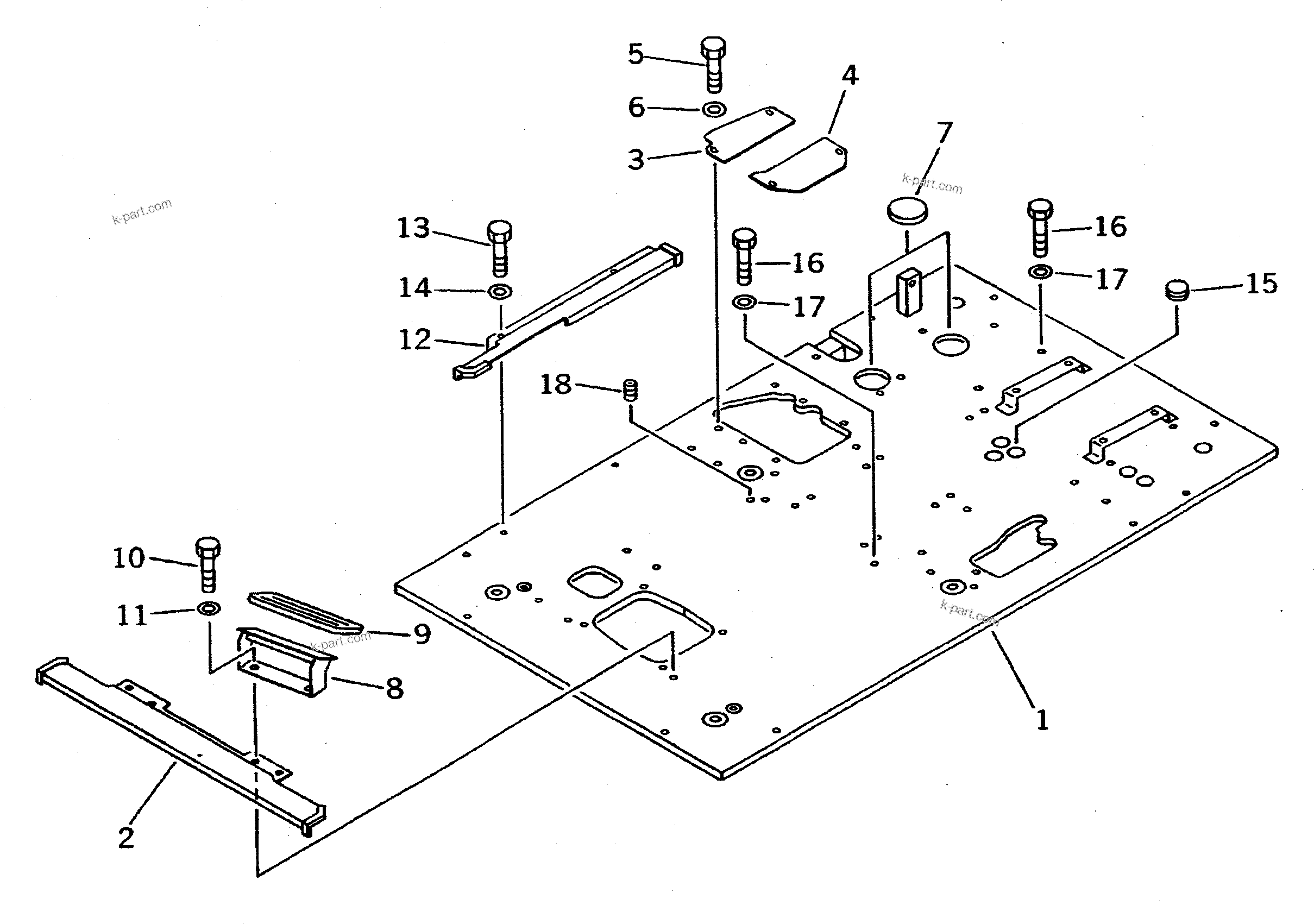 Komatsu parts book diagram for PC400LC-5 S/N 20001-UP (Overseas Version): FLOOR FRAME (FOR WRIST CONTROL) (FOR ADDITIONAL PIPING)(#20001-21250)