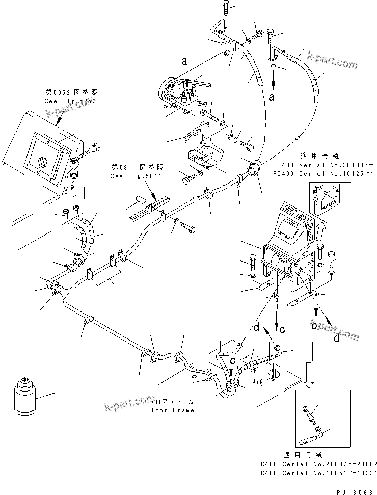 Komatsu parts book diagram for PC400LC-5 S/N 20001-UP (Overseas Version): CAR COOLER AND PIPING(#20021-20602)