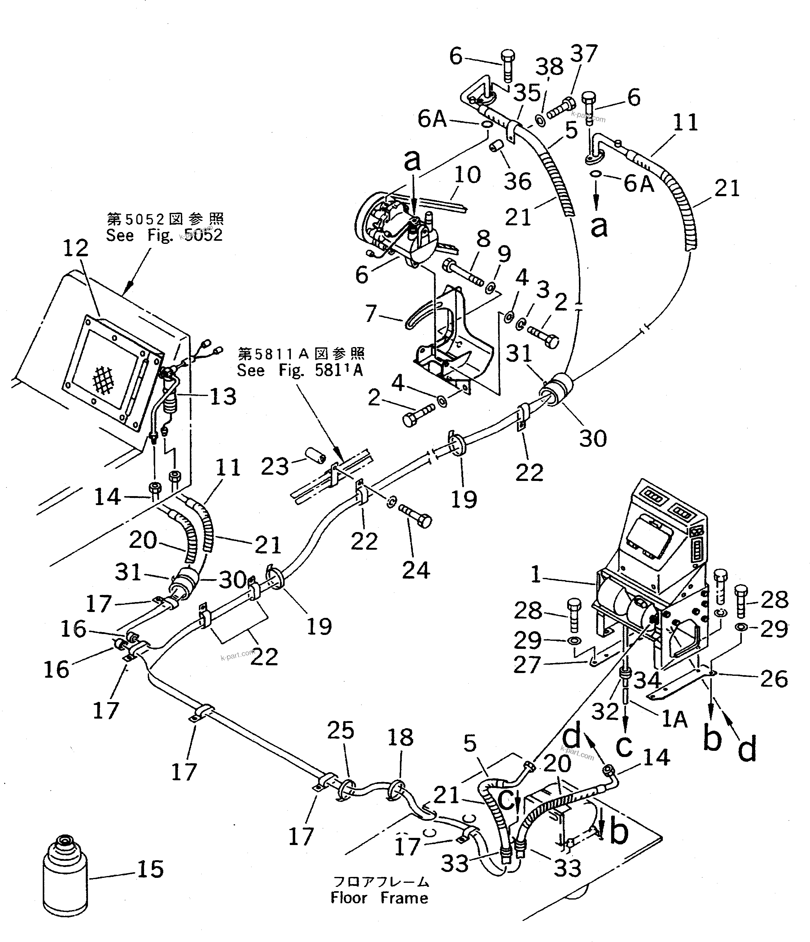 Komatsu parts book diagram for PC400LC-5 S/N 20001-UP (Overseas Version): CAR COOLER AND PIPING(#20603-21250)