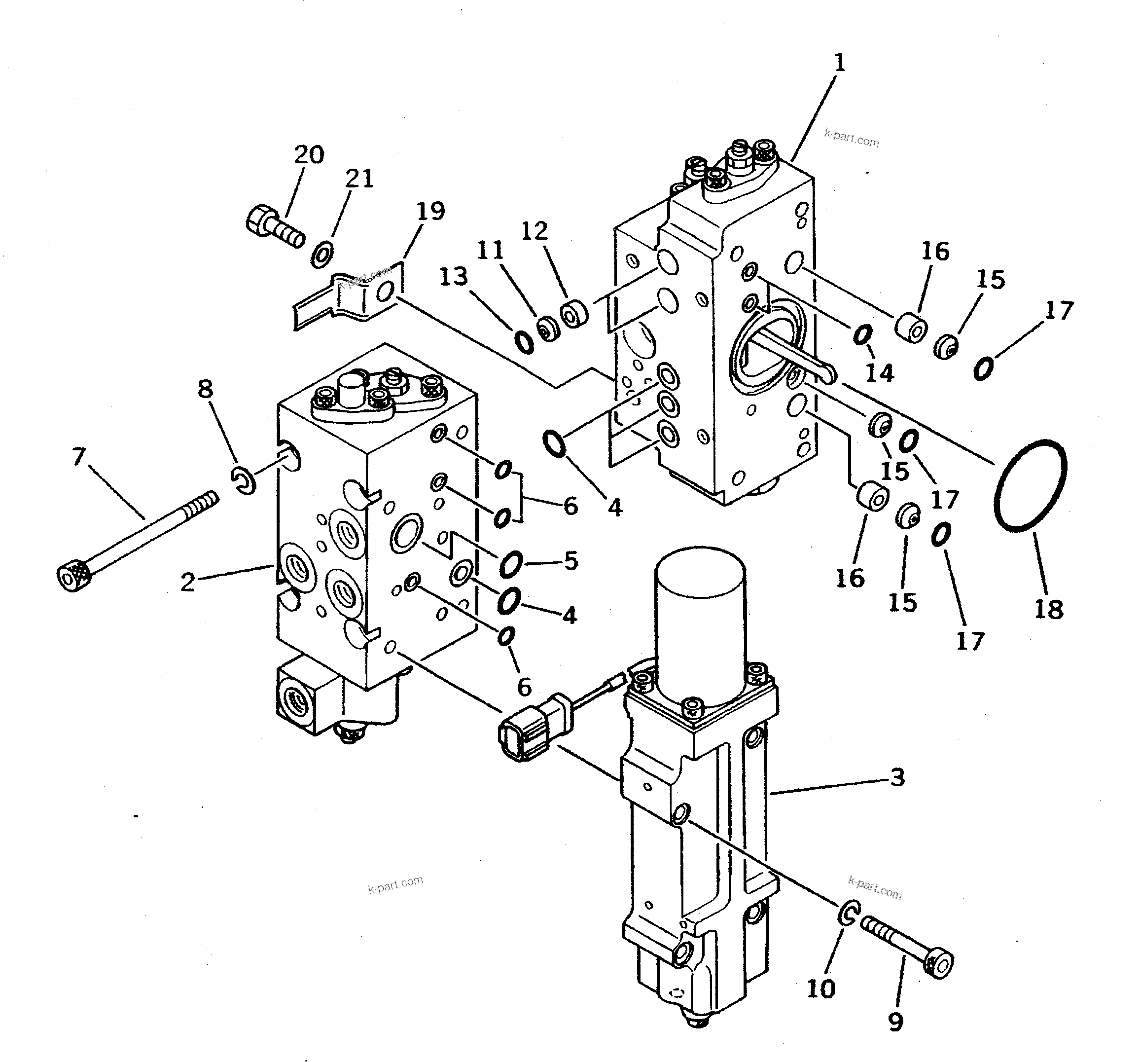 Komatsu parts book diagram for PC400LC-5 S/N 20001-UP (Overseas Version): HYDRAULIC PUMP (8/16) (SERVO VALVE ? FRONT) (1/4)