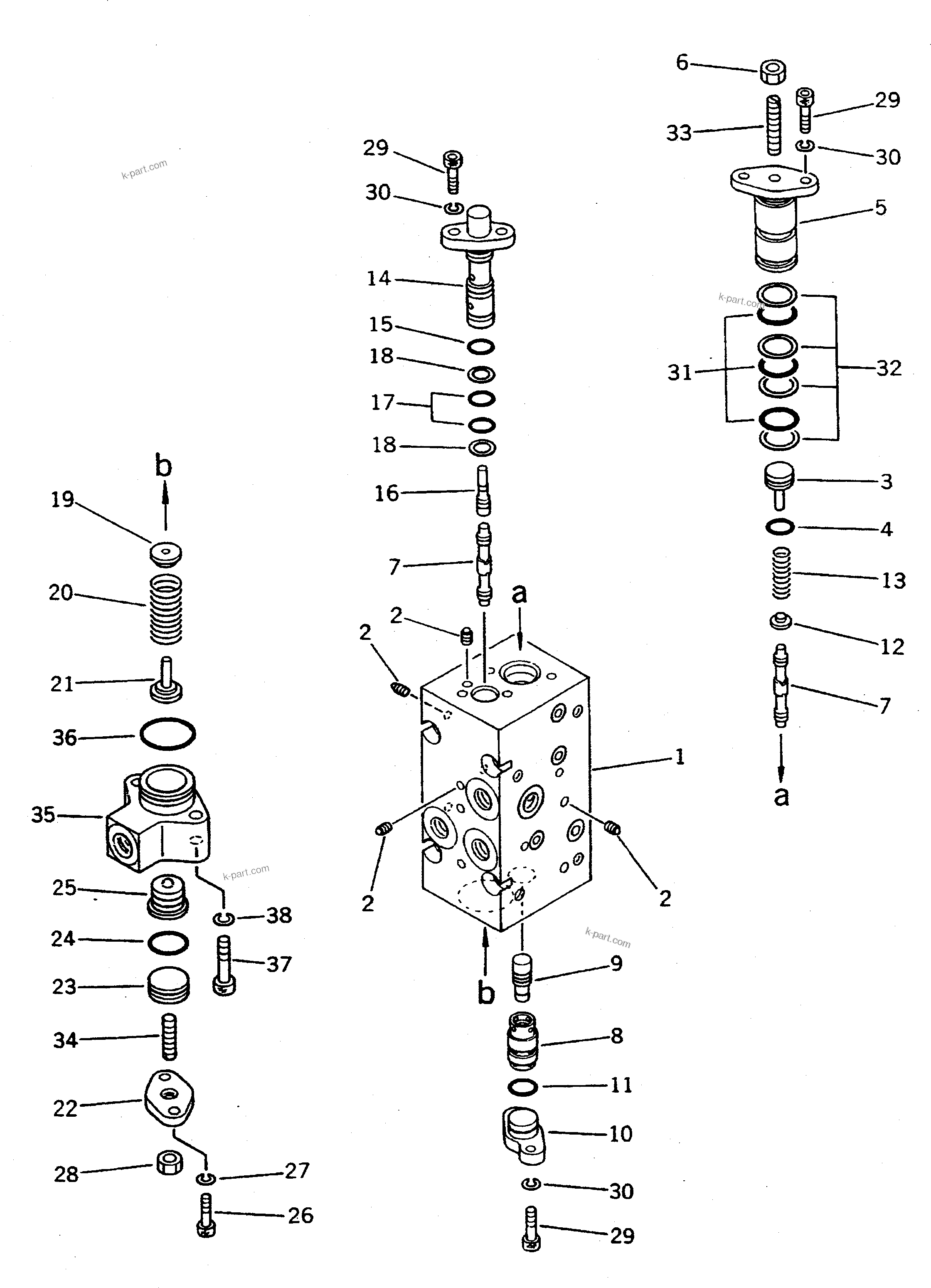 Komatsu parts book diagram for PC400LC-5 S/N 20001-UP (Overseas Version): HYDRAULIC PUMP (10/16) (SERVO VALVE ? FRONT) (3/4)