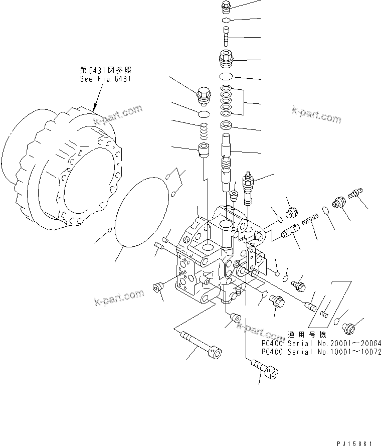 Komatsu parts book diagram for PC400LC-5 S/N 20001-UP (Overseas Version): TRAVEL MOTOR (2/3)