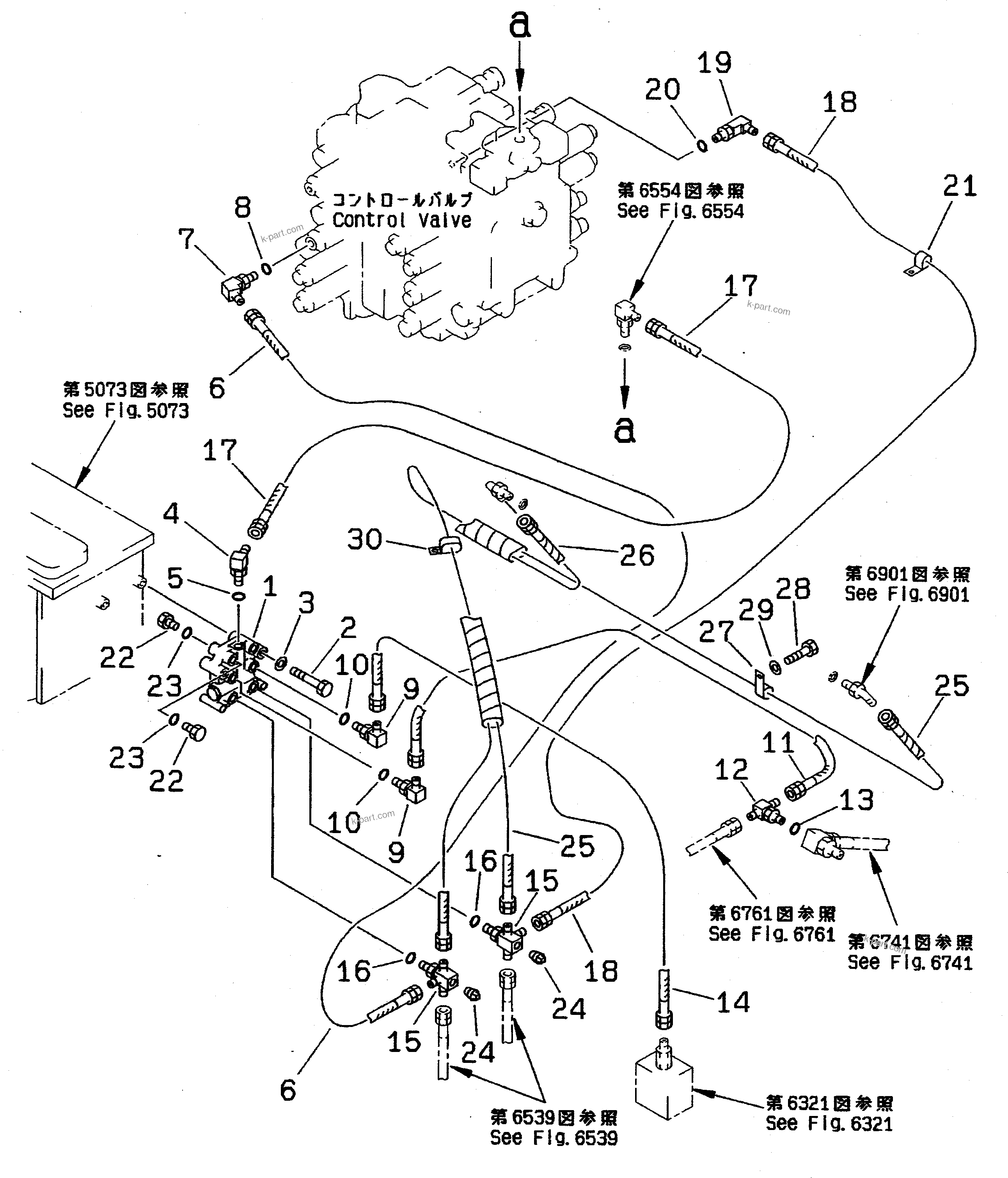 Komatsu parts book diagram for PC400LC-5 S/N 20001-UP (Overseas Version): PILOT PIPING(SHUTTLE VALVE TO/FROM CONTROL VALVE)(FOR ADDITIONAL PIPING) (FOR 2 PUMPS)