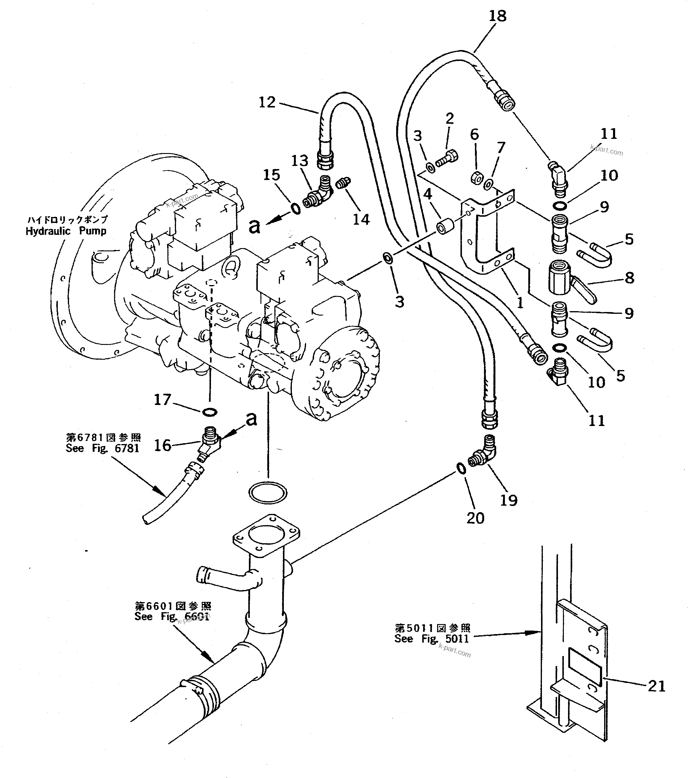 Komatsu parts book diagram for PC400LC-5 S/N 20001-UP (Overseas Version): GEAR PUMP BYPASS LINE (COLD TERRAIN (B) SPEC.)
