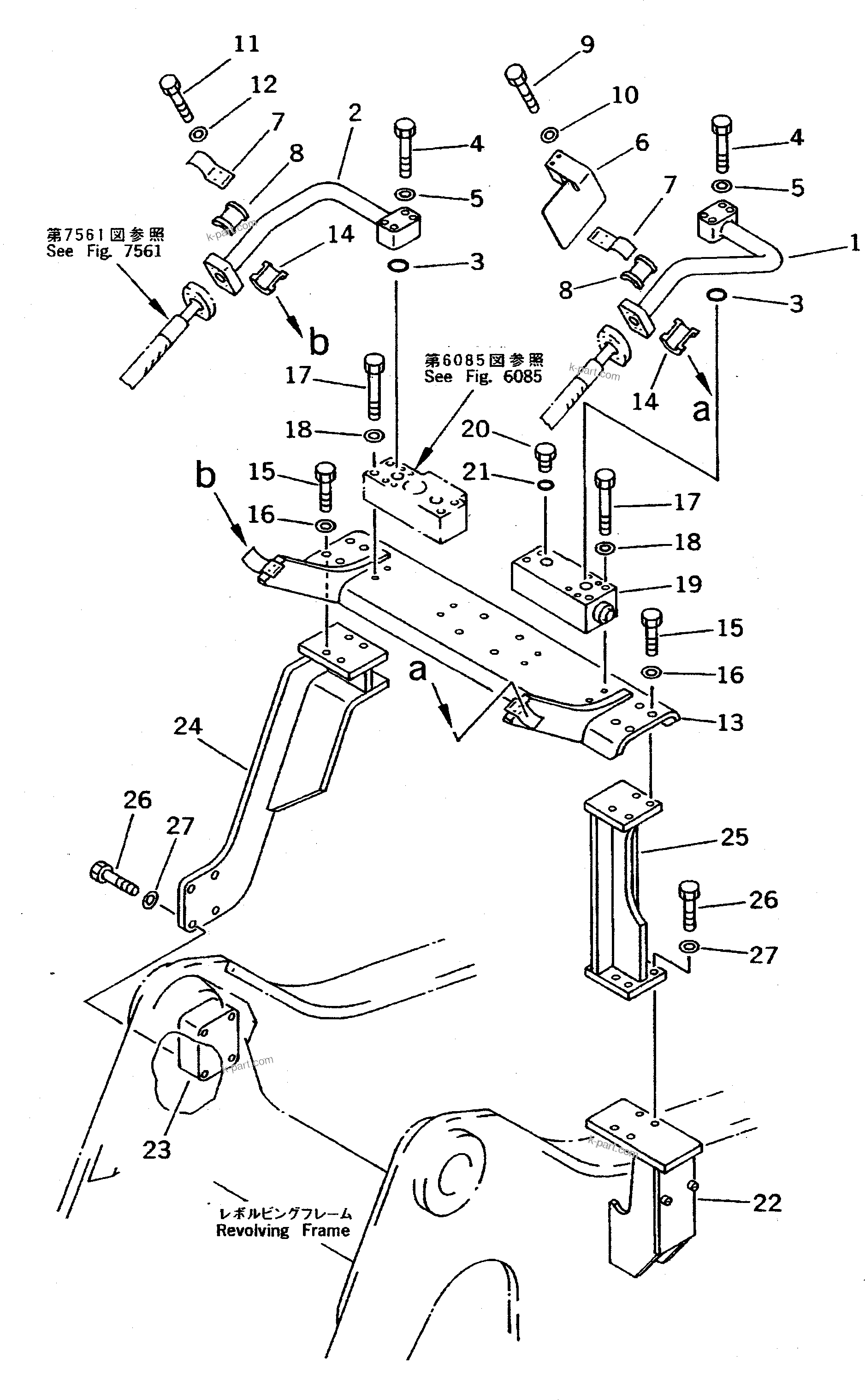 Komatsu parts book diagram for PC400LC-5 S/N 20001-UP (Overseas Version): ADDITIONAL PIPING (CHASSIS SIDE) (BLOCK TO/FROM BOOM SIDE)