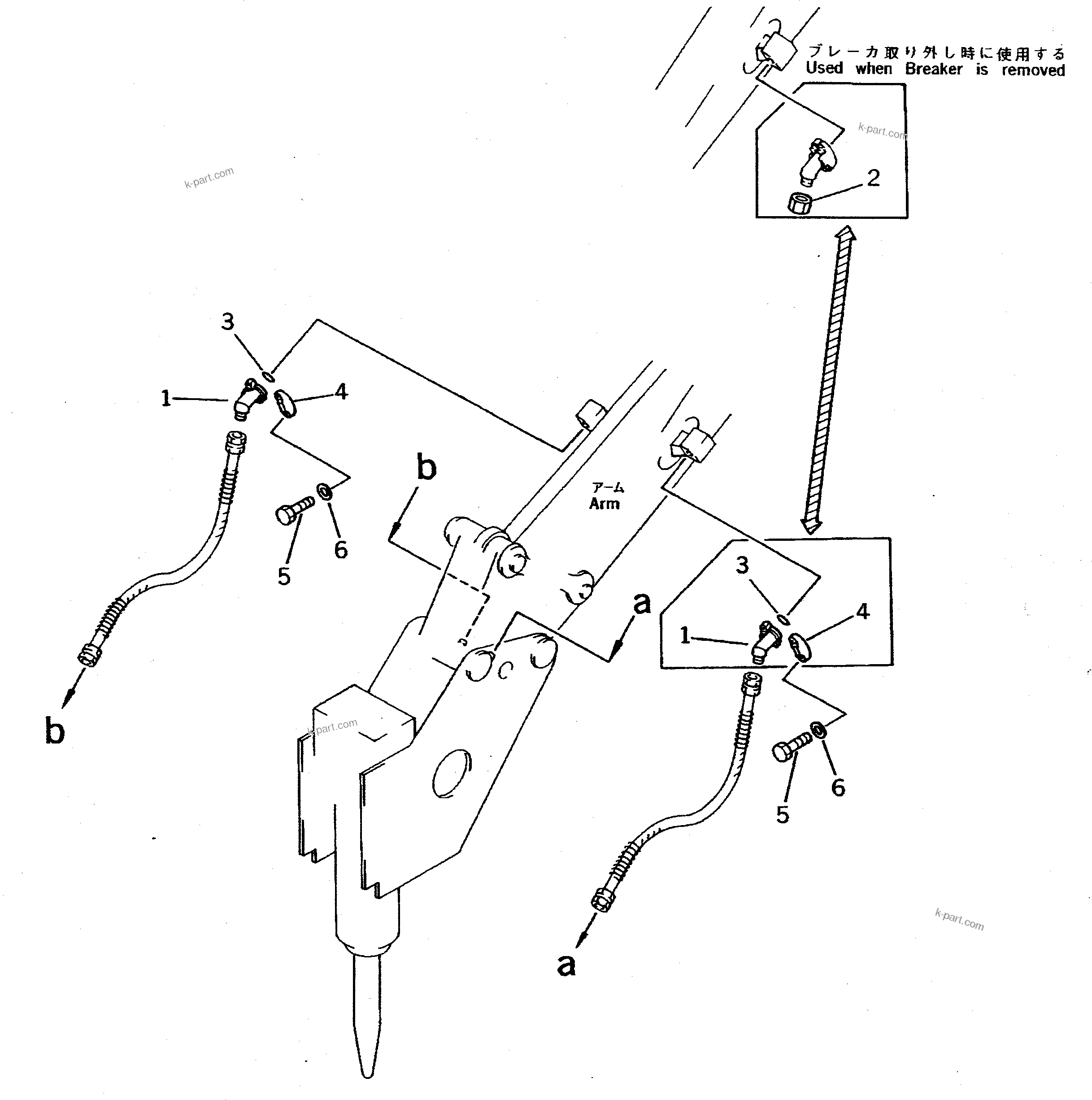 Komatsu parts book diagram for PC400LC-5 S/N 20001-UP (Overseas Version): ADDITIONAL PIPING (NIPPON PNEUMATIC BREAKER) (2/2)
