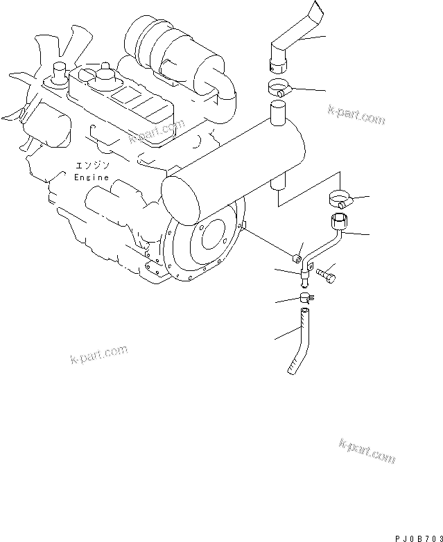 Komatsu parts book diagram for PC40MR-1 S/N 1001-UP: ENGINE RELATED PARTS (FOR UPPER EXHAUST SPEC.)