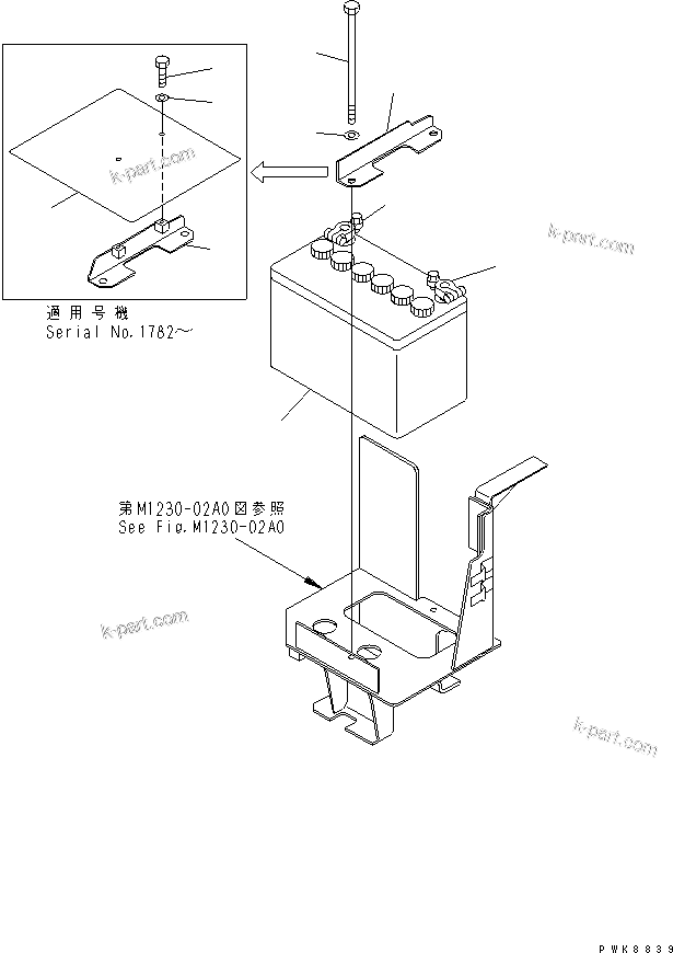 Komatsu parts book diagram for PC40MR-1 S/N 1001-UP: BATTERY(#1001-5500)