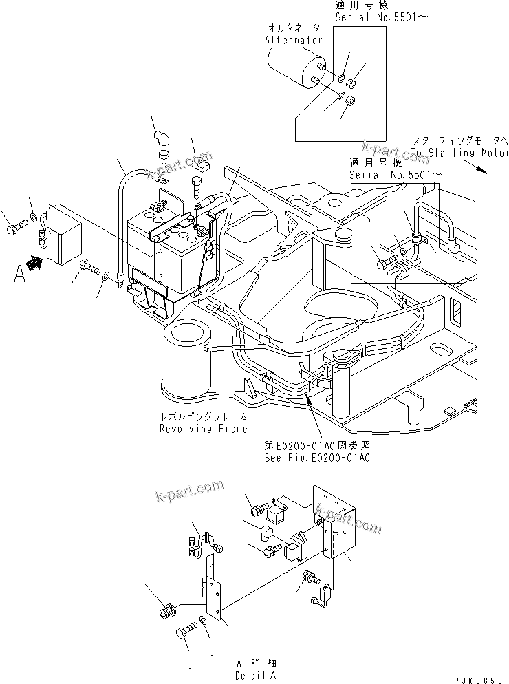 Komatsu parts book diagram for PC40MR-1 S/N 1001-UP: WIRING (CABLE AND RERAY BOX)