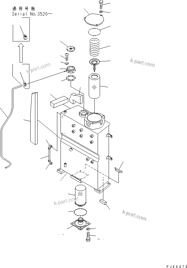 Komatsu parts book diagram for PC40MR-1 S/N 1001-UP: HYDRAULIC TANK (TANK)