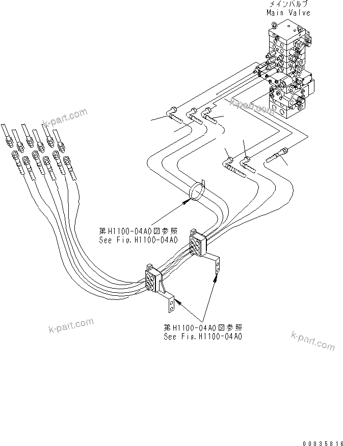 Komatsu parts book diagram for PC40MR-1 S/N 1001-UP: ACTUATER LINE(#1001-5500)