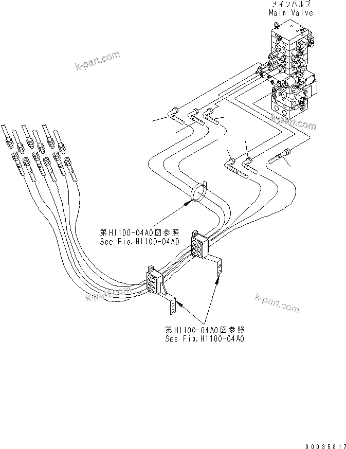 Komatsu parts book diagram for PC40MR-1 S/N 1001-UP: ACTUATER LINE(#5501-)