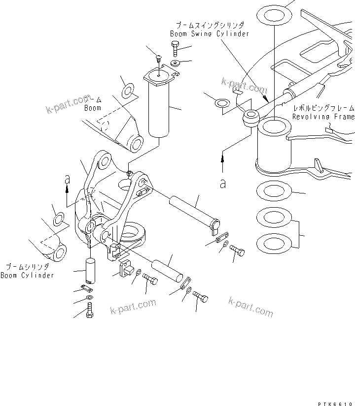 Komatsu parts book diagram for PC40MR-1 S/N 1001-UP: BOOM SWING BRACKET AND PIN (EXCEPT JAPAN)(#1001-3937)