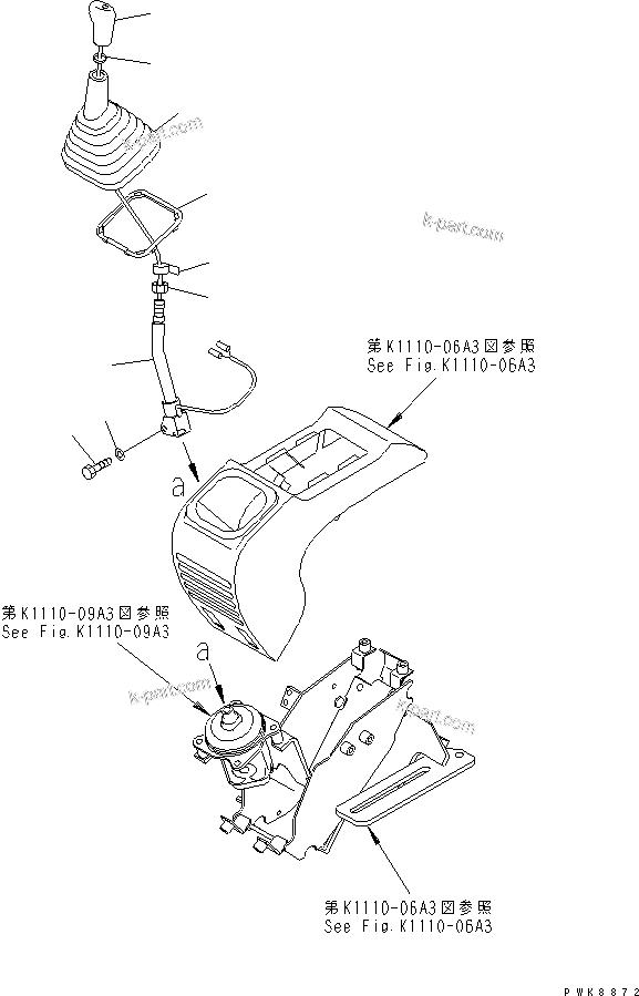 Komatsu parts book diagram for PC40MR-1 S/N 1001-UP: FLOOR FRAME (CONSOLE BOX AND LEVER ? R.H. 2/2) (FOR TOPS)