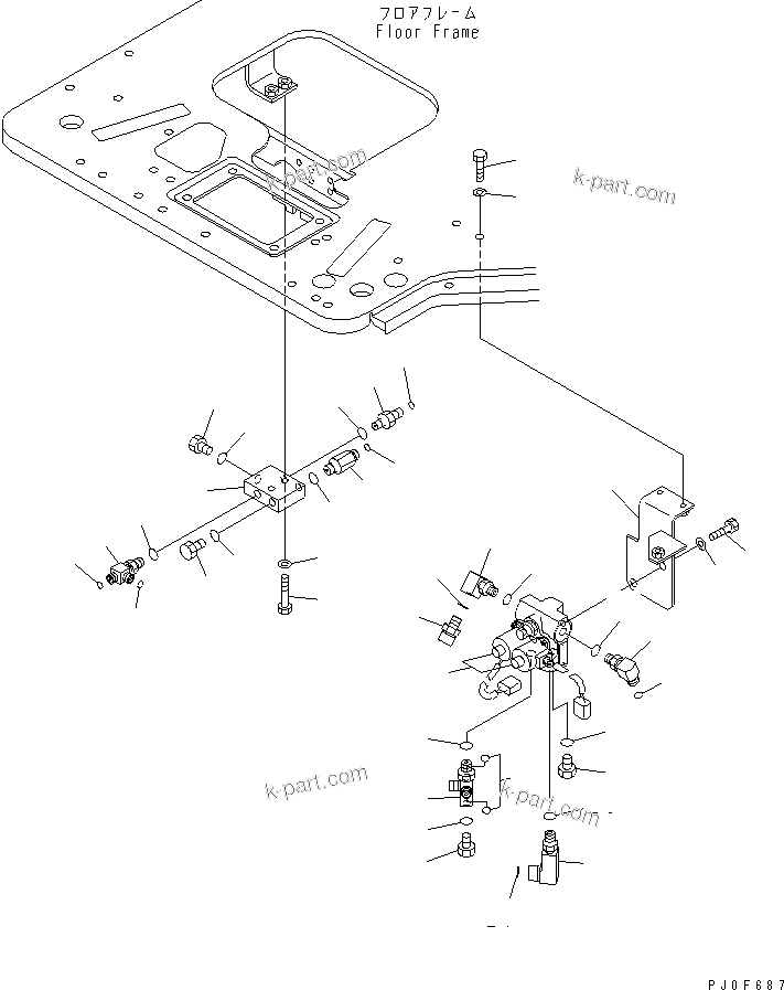 Komatsu parts book diagram for PC40MR-1 S/N 1001-UP: FLOOR FRAME (SOLENOID VALVE ?BLOCK AND JOINT)(#5501-)