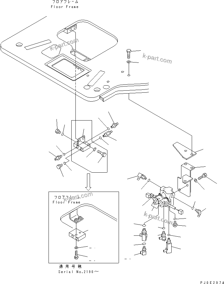 Komatsu parts book diagram for PC40MR-1 S/N 1001-UP: FLOOR FRAME (SOLENOID VALVE) (FOR AIR CON)(#1001-5500)