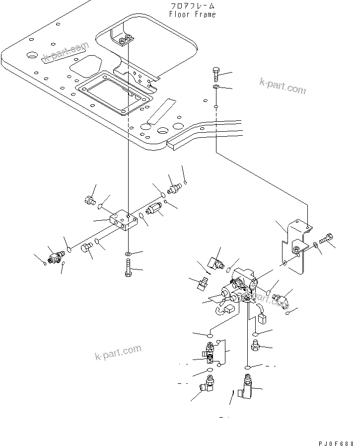 Komatsu parts book diagram for PC40MR-1 S/N 1001-UP: FLOOR FRAME (SOLENOID VALVE ?BLOCK AND JOINT) (FOR AIR CON)(#5501-)