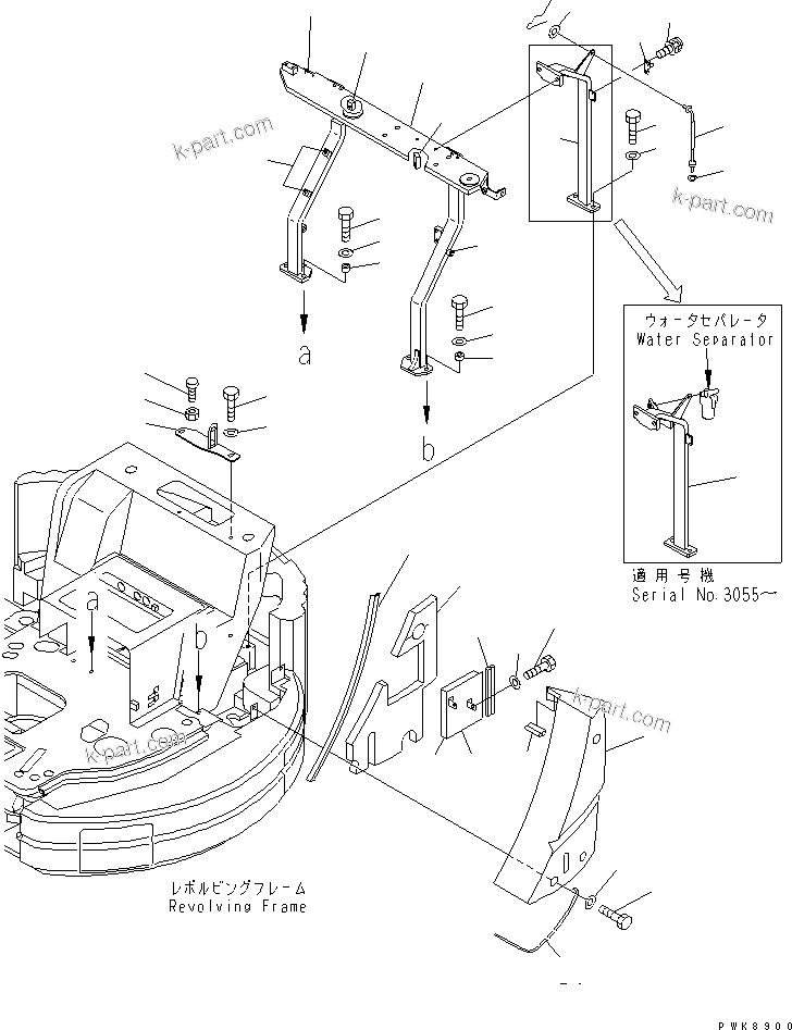 Komatsu parts book diagram for PC40MR-1 S/N 1001-UP: HOOD (COVER) (EXCEPT JAPAN)