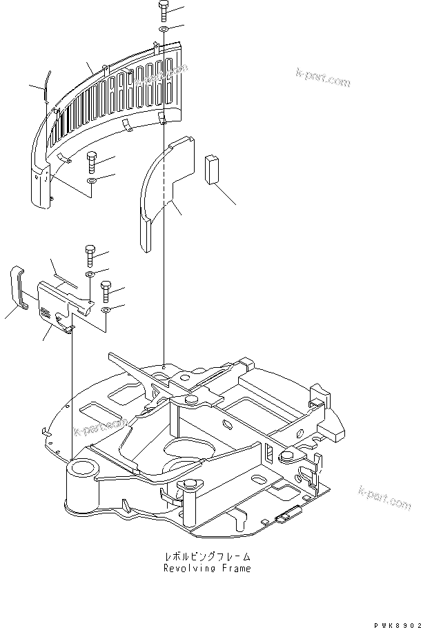 Komatsu parts book diagram for PC40MR-1 S/N 1001-UP: RIGHT SIDE COVER (EXCEPT JAPAN)