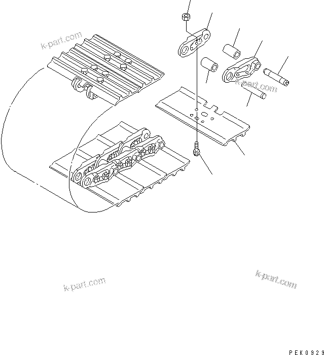 Komatsu parts book diagram for PC40MR-1 S/N 1001-UP: TRACK SHOE (TRIPLE GROUSER WITH HOLE) (FOR STEEL SHOE)