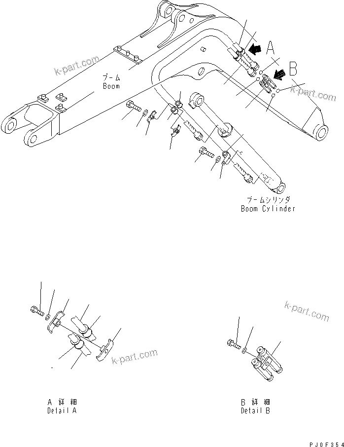 Komatsu parts book diagram for PC40MR-1 S/N 1001-UP: BOOM (BOOM LINE)(#3055-)