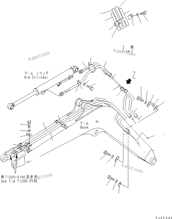 Komatsu parts book diagram for PC40MR-1 S/N 1001-UP: BOOM (ARM LINE AND BUCKET LINE)(#5501-)