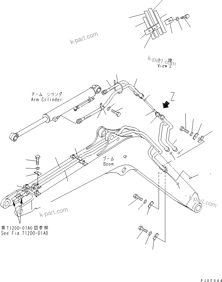 Komatsu parts book diagram for PC40MR-1 S/N 1001-UP: BOOM (ARM LINE AND BUCKET LINE) (FOR ATTACHMENT)(#5501-)