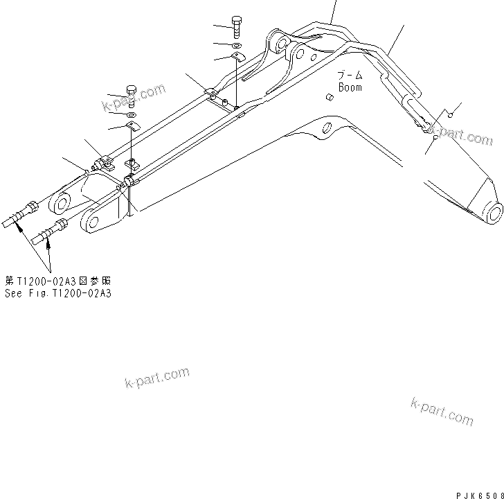 Komatsu parts book diagram for PC40MR-1 S/N 1001-UP: BOOM (BOOM LINE) (FOR ATTACHIMENT)