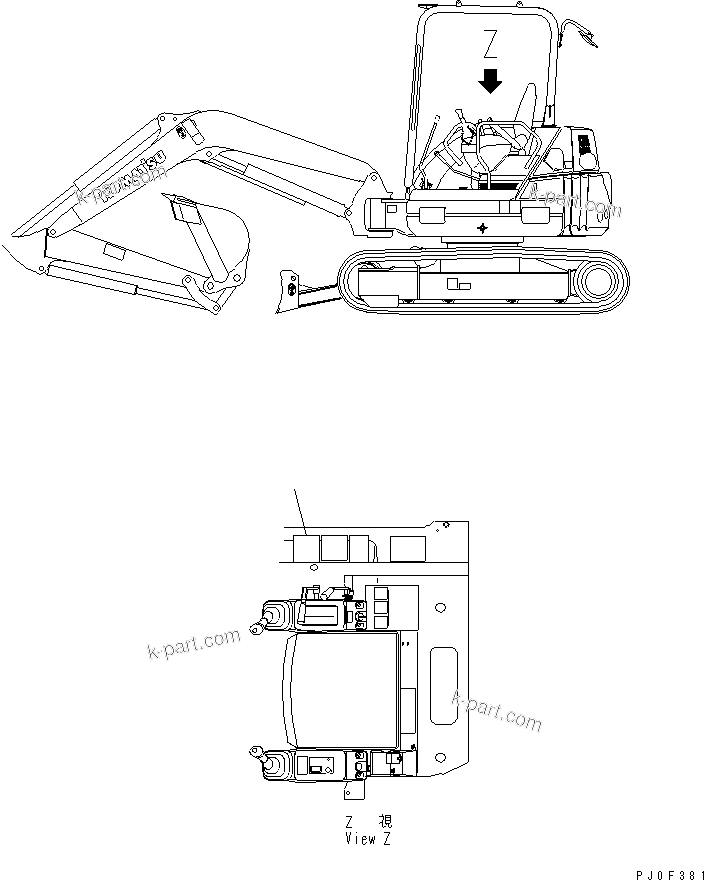 Komatsu parts book diagram for PC40MR-1 S/N 1001-UP: LIFT PLATE(#4268-)