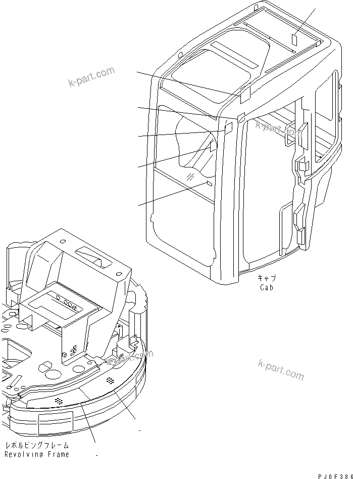 Komatsu parts book diagram for PC40MR-1 S/N 1001-UP: PLATES (FOR CAB) (RUSSIAN) (FOR BELARUS)