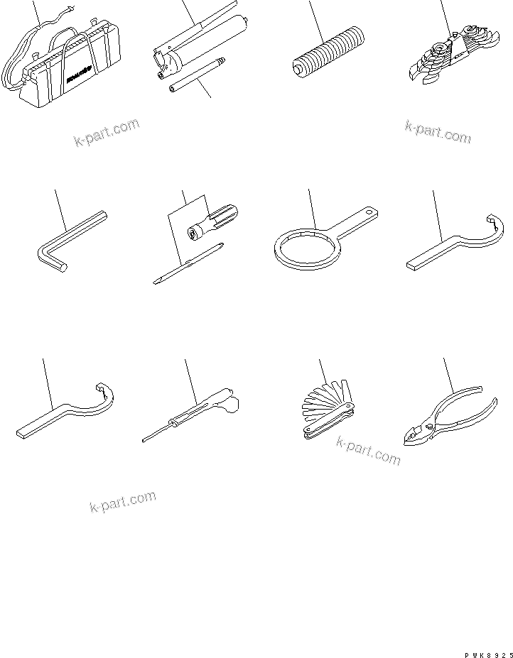 Komatsu parts book diagram for PC40MR-1 S/N 1001-UP: TOOL (EXCEPT JAPAN)